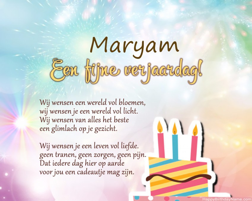 Fijne verjaardag Maryam in vers