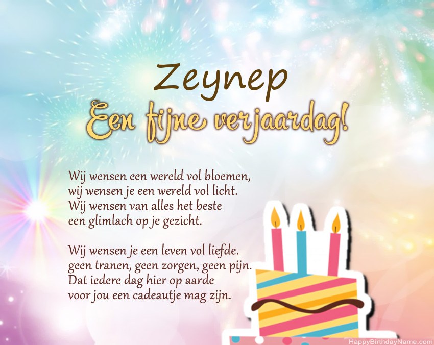 Fijne verjaardag Zeynep in vers