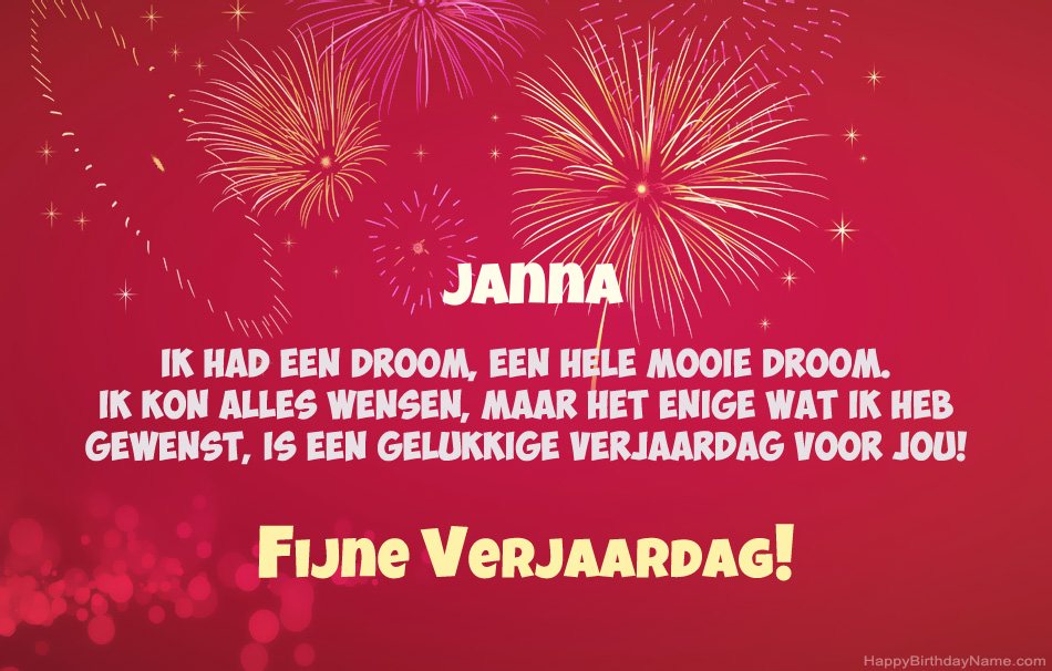Gelukkige verjaardag Janna, mooie gedichten