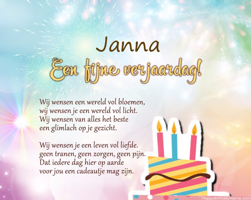 Fijne verjaardag Janna in vers