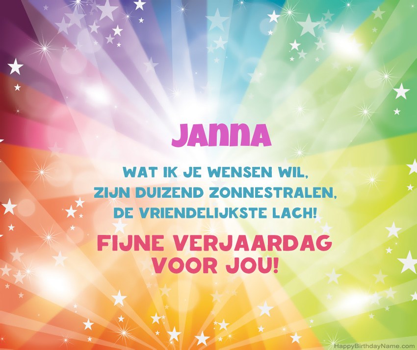 Mooie gelukkige verjaardagskaarten voor Janna