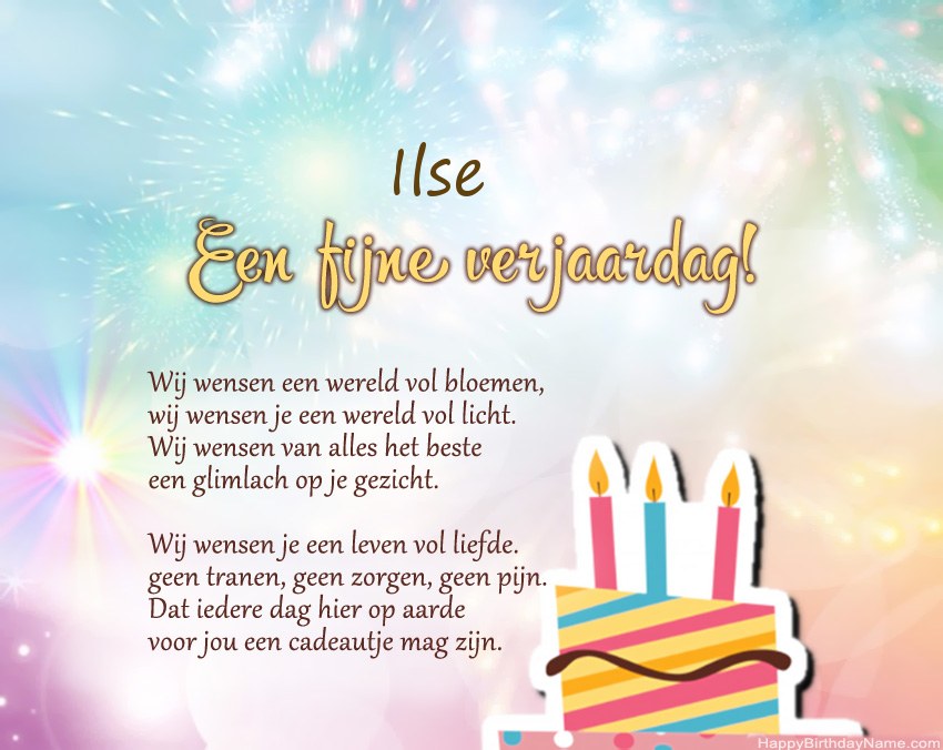 Fijne verjaardag Ilse in vers