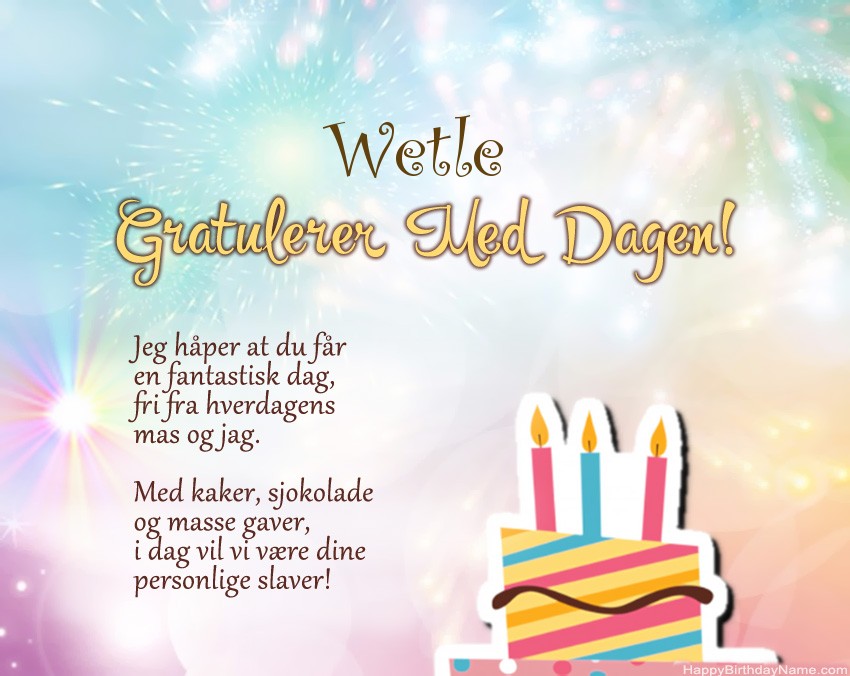 Dikt på fødselsdag for Wetle
