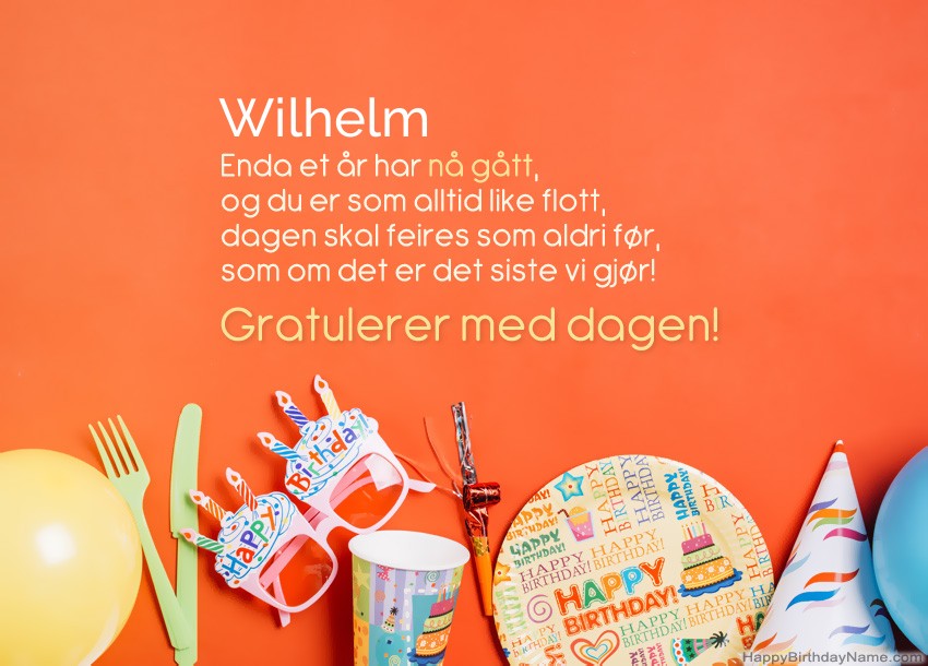 Morsomme gratulerer med fødselsdagskort til Wilhelm