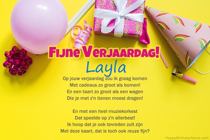 Gelukkige verjaardag Layla in proza
