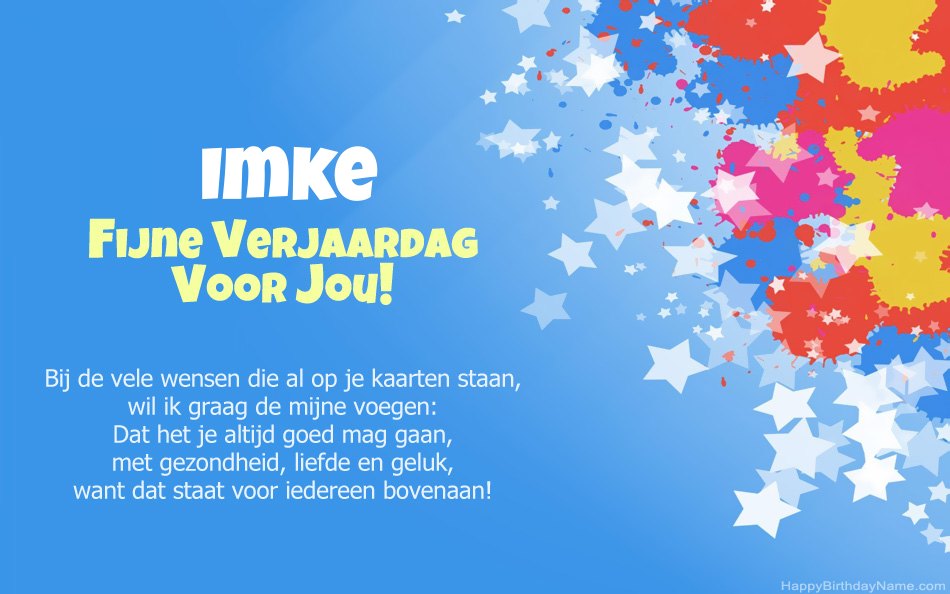 Gefeliciteerd met de verjaardag van Imke