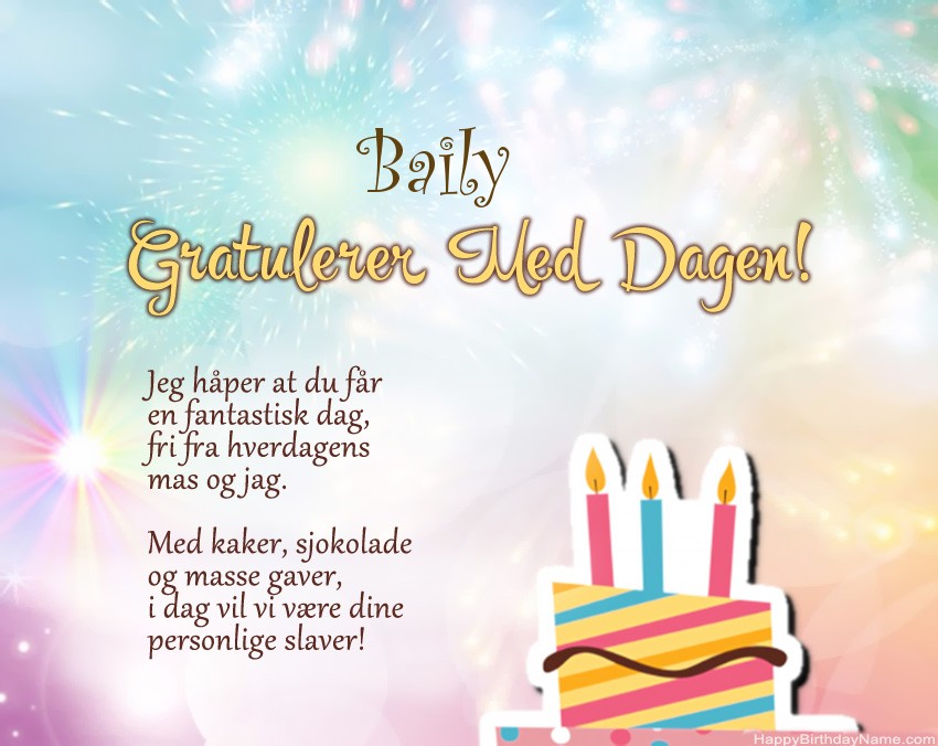 Dikt på fødselsdag for Baily