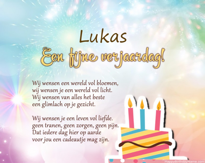 Fijne verjaardag Lukas in vers