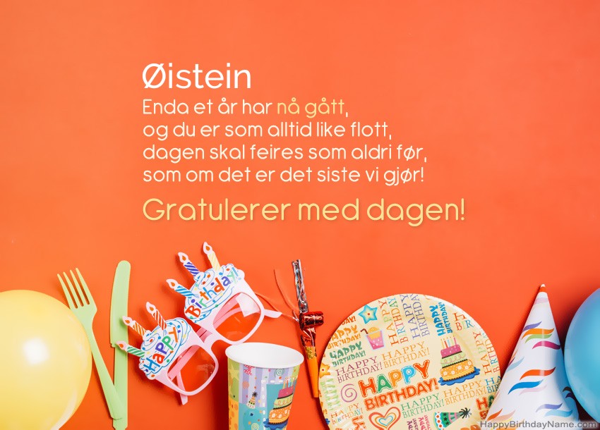 Morsomme gratulerer med fødselsdagskort til Øistein