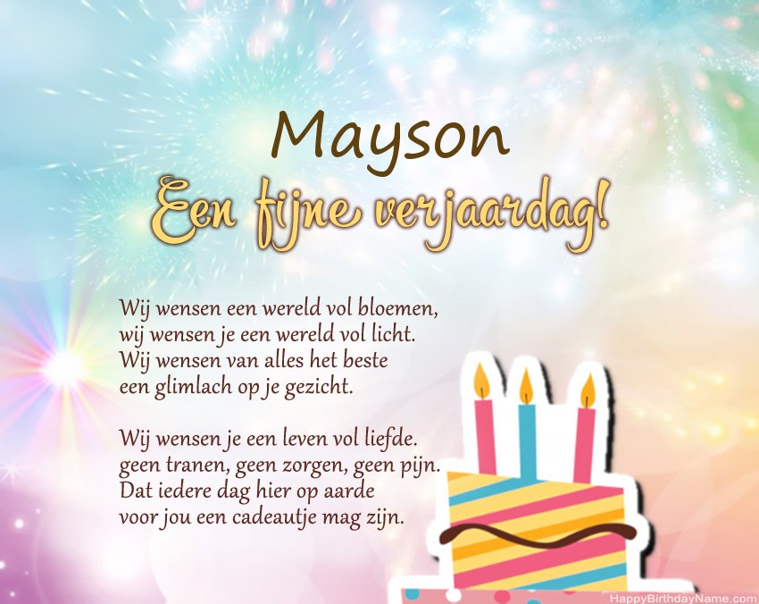 Fijne verjaardag Mayson in vers