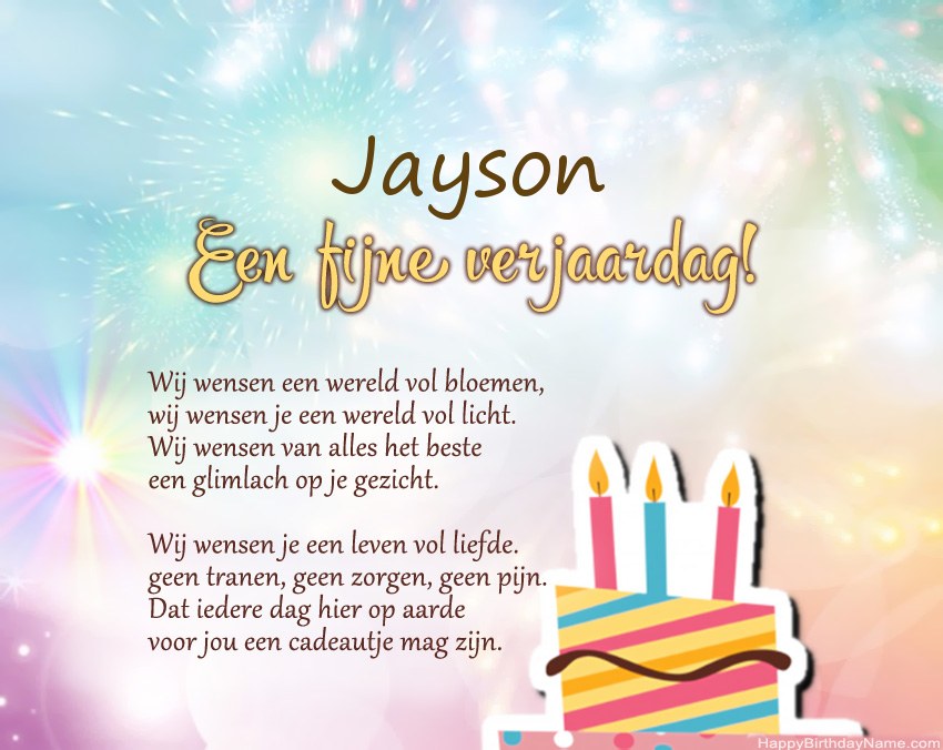 Fijne verjaardag Jayson in vers