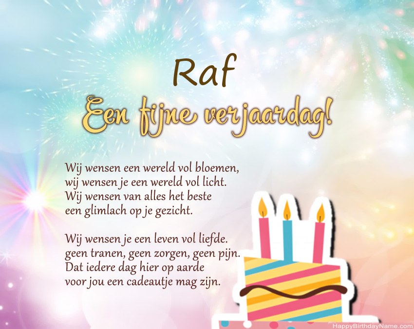 Fijne verjaardag Raf in vers