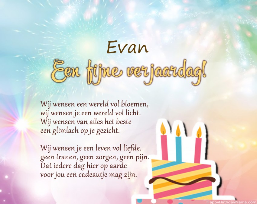Fijne verjaardag Evan in vers