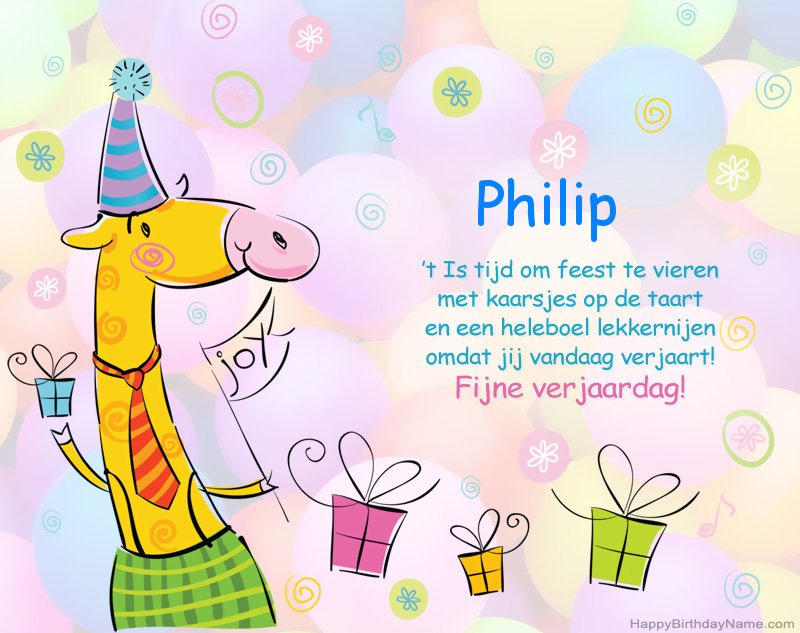 Felicitaties voor kinderen voor Happy Birthday of Philip