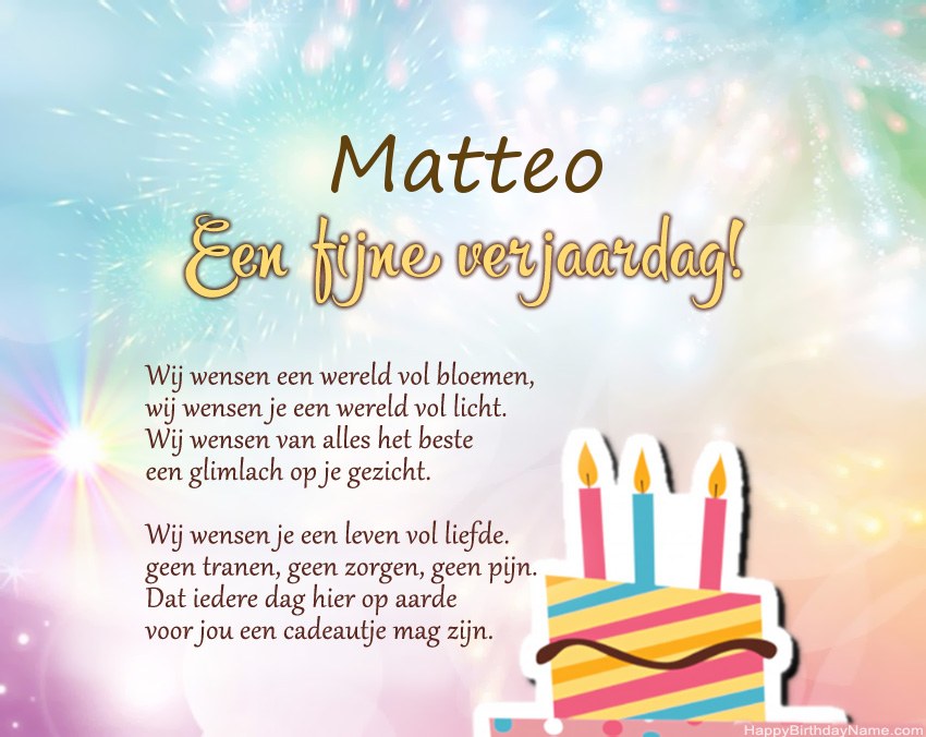 Fijne verjaardag Matteo in vers