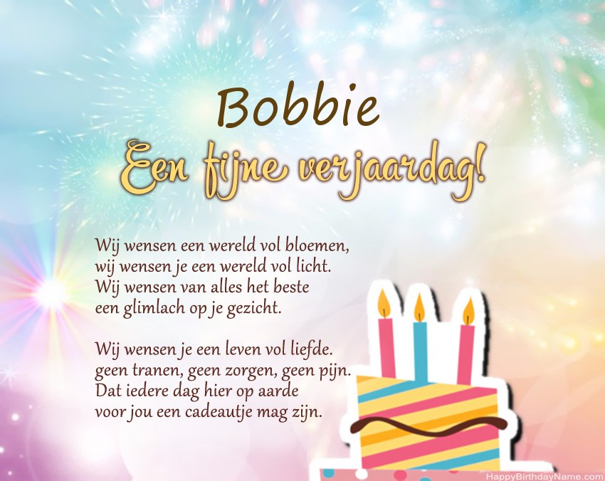 Fijne verjaardag Bobbie in vers