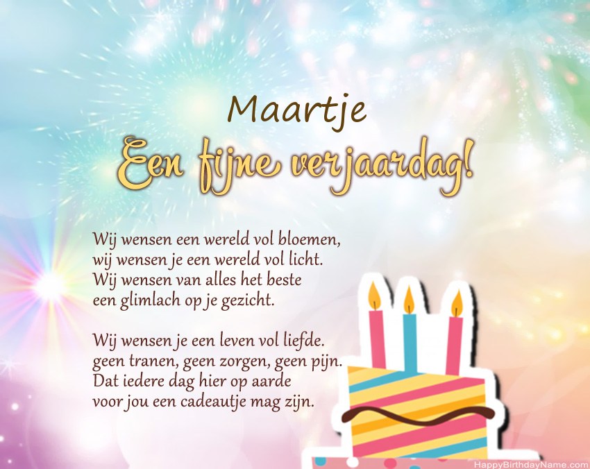 Fijne verjaardag Maartje in vers