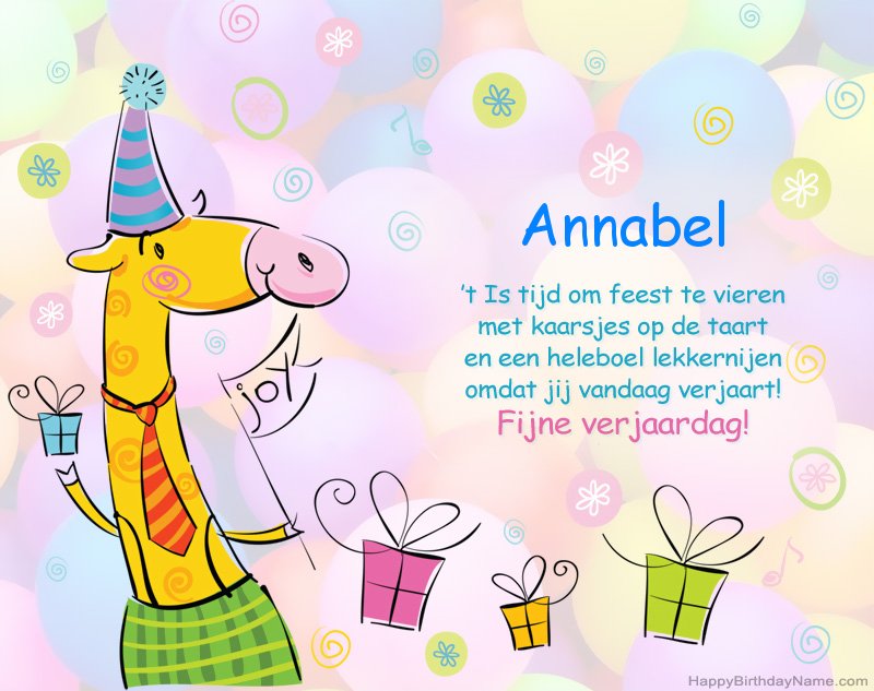 Felicitaties voor kinderen voor Happy Birthday of Annabel