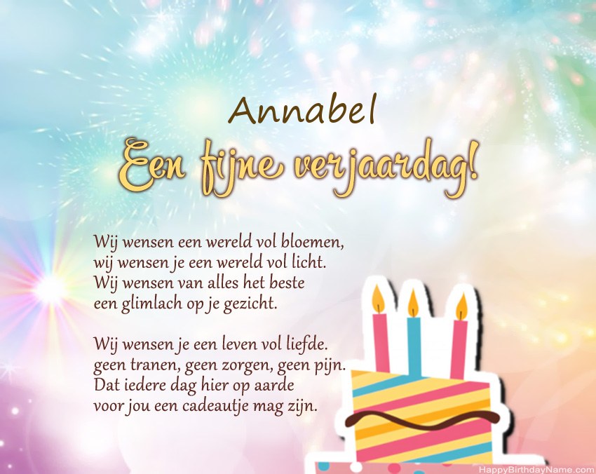 Fijne verjaardag Annabel in vers