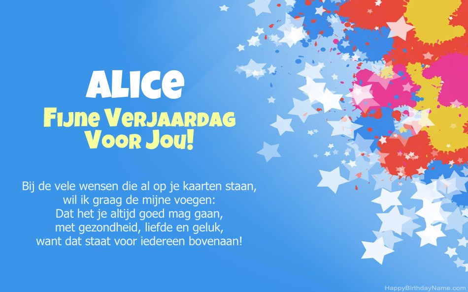 Gefeliciteerd met de verjaardag van Alice Gefeliciteerd met de verjaardag van Alice
