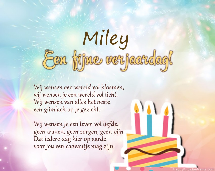 Fijne verjaardag Miley in vers