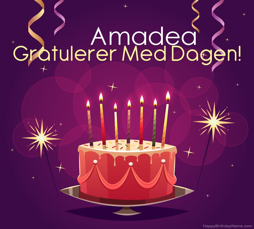 Vakre Gratulerer med fødselsdagskort til Amadea