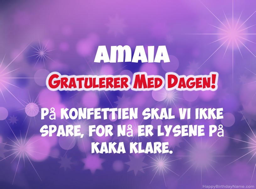 Ønsker Amaia for gratulerer med dagen