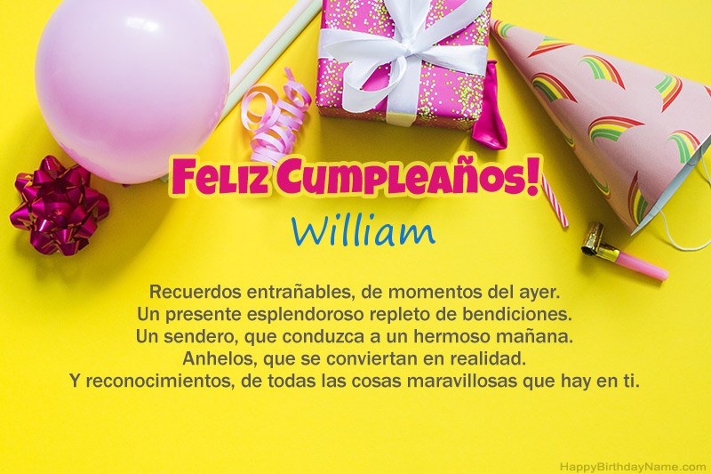Feliz cumpleaños William en prosa