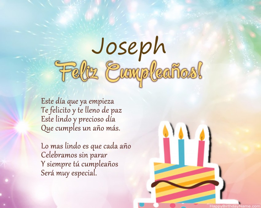 Feliz cumpleaños Joseph en verso