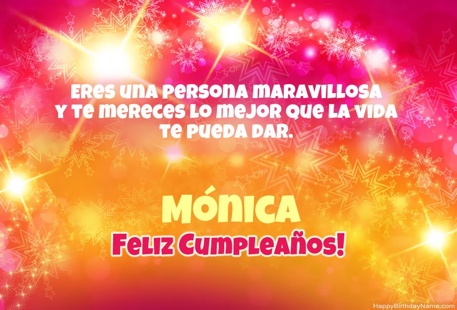 Enhorabuena por el feliz cumpleaños de Mónica