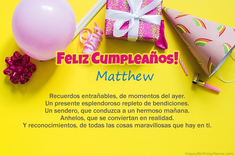 Feliz cumpleaños Matthew en prosa