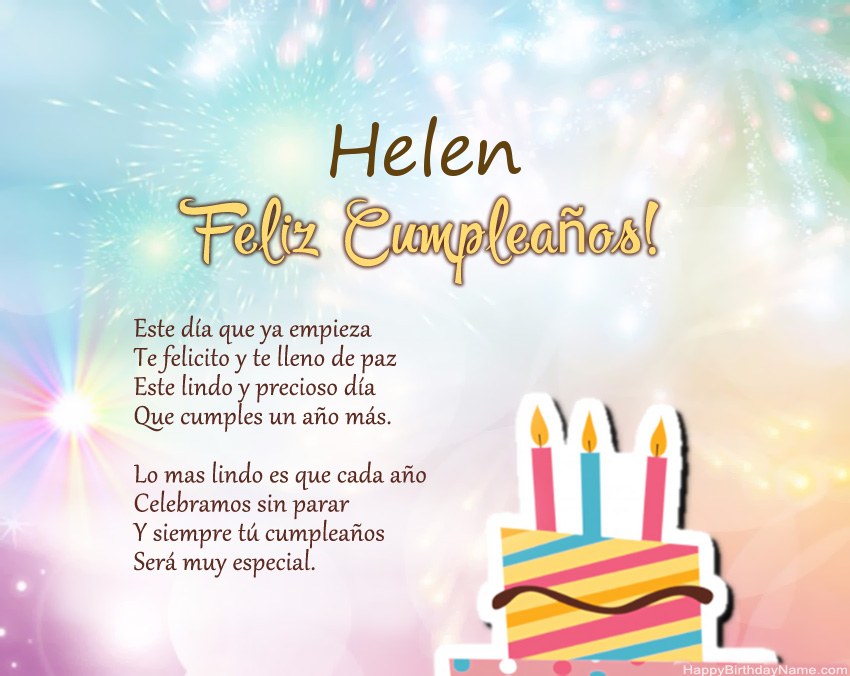 Feliz cumpleaños Helen en verso