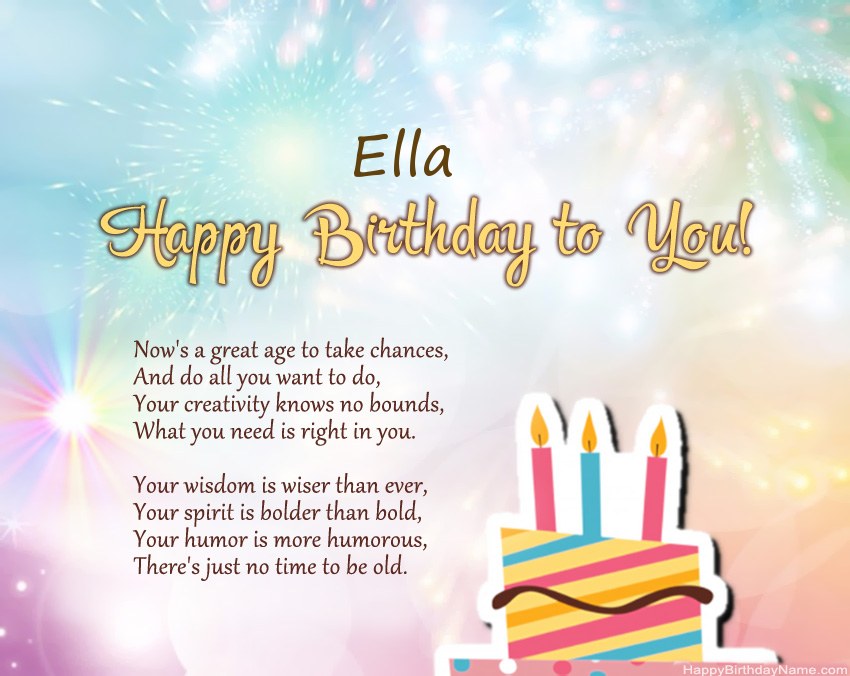 Happy Birthday Ella in verse
