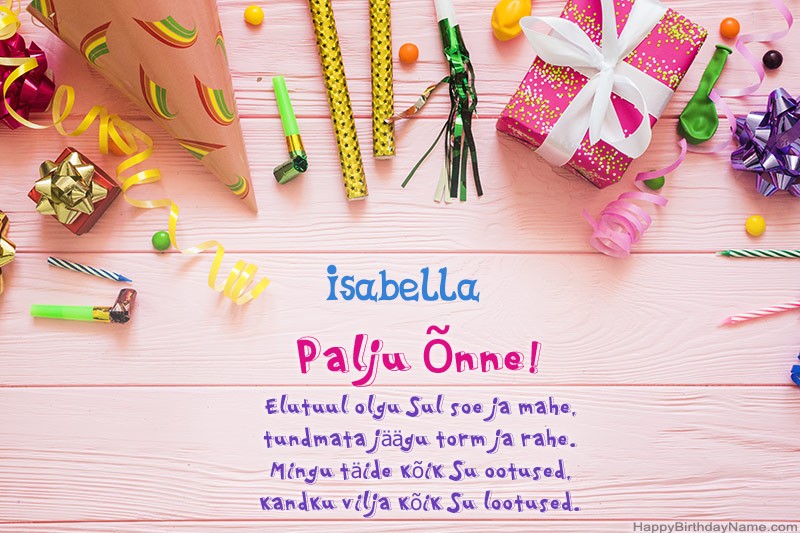 Laadi alla õnnelik sünnipäevakaart Isabella tasuta