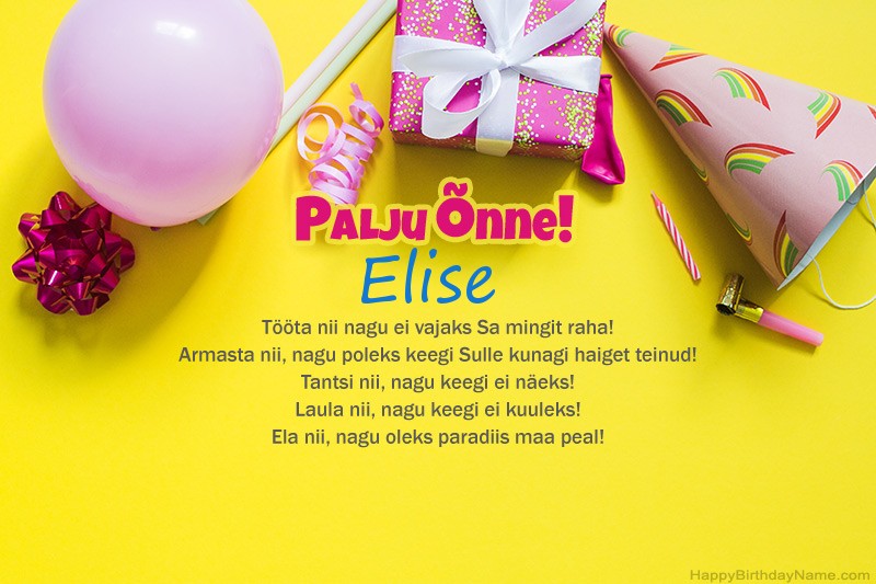 Palju õnne sünnipäeval Elise proosas