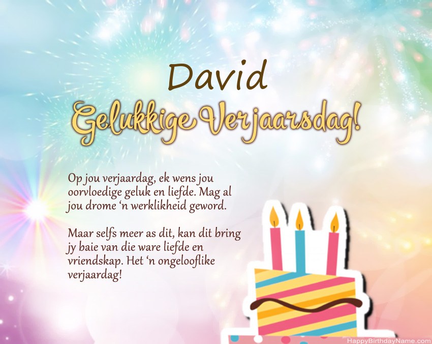 Gelukkige verjaardag David in vers