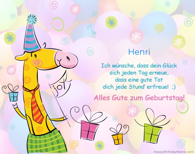 Kinderglückwünsche zum Geburtstag von Henri