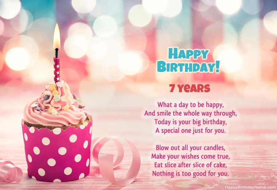 Download Happy Birthday card 7 years old girl free