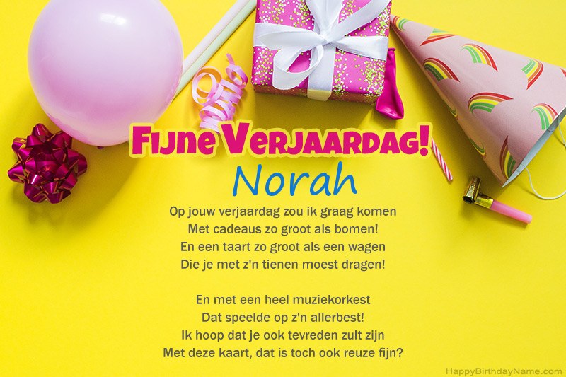 Gelukkige verjaardag Norah in proza